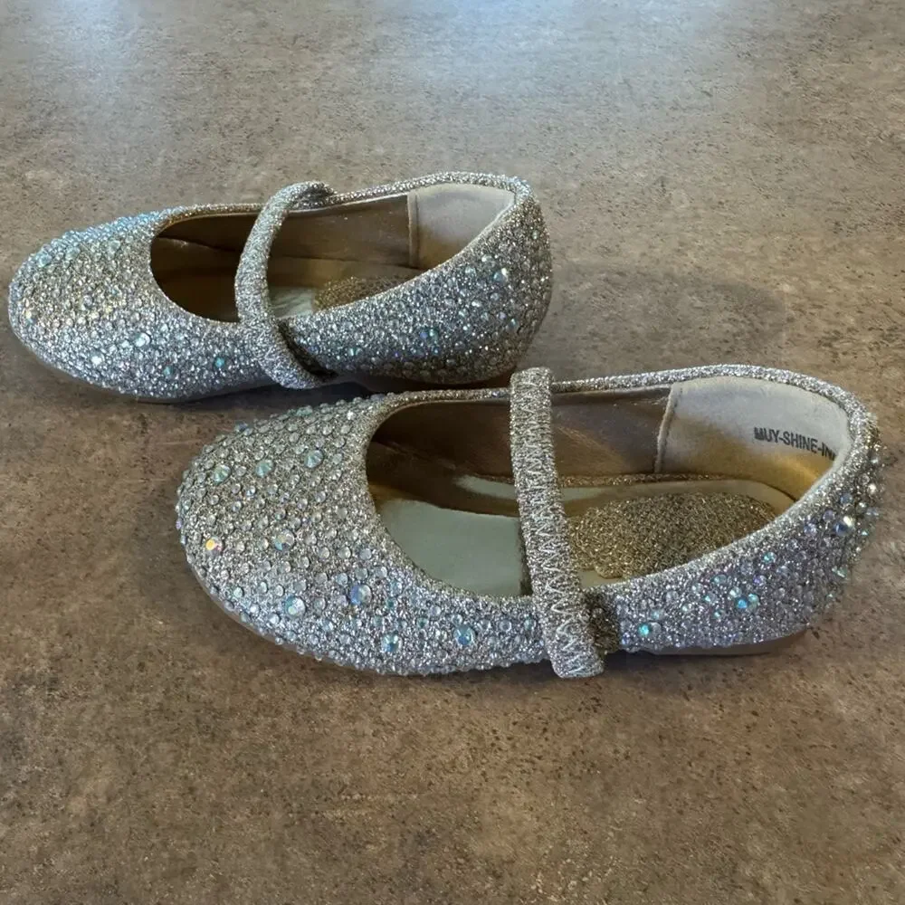 Adorable Dressy Gold Sparkle Mary Jane Flats, Infant Size 4 Girlie Glam ballet